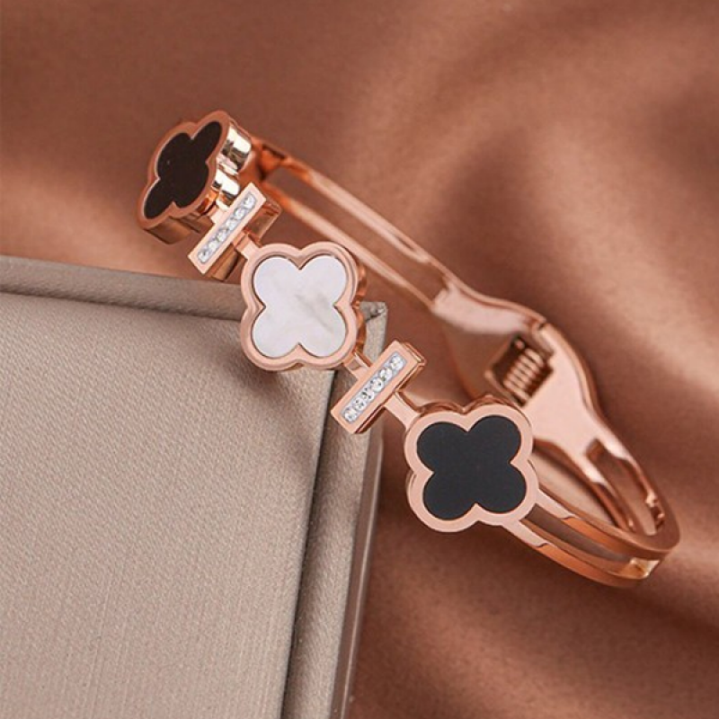 Rose Gold-Plated Stainless Steel Bangle-Style Bracelet